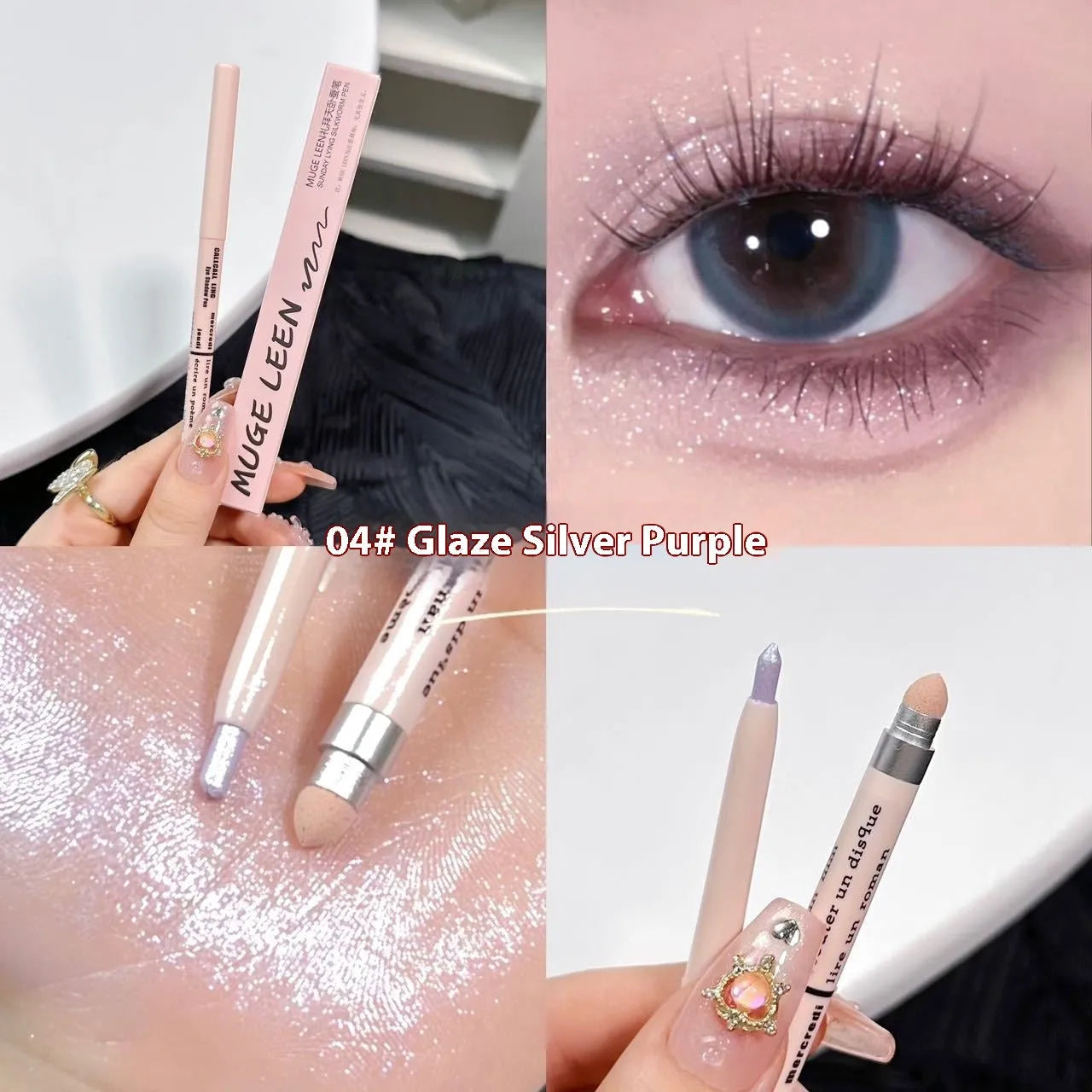 Waterproof 2-in-1 eyeliner and eyeshadow pen in assorted colours on a white background