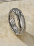 Women's elastic titanium steel bracelet with vertical stripe ring pattern in gold electroplated finish
