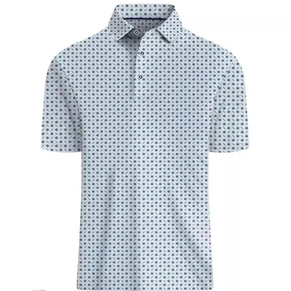 Man wearing a grey 3D printed short sleeve T-shirt with zipper decorations on the sleeves.