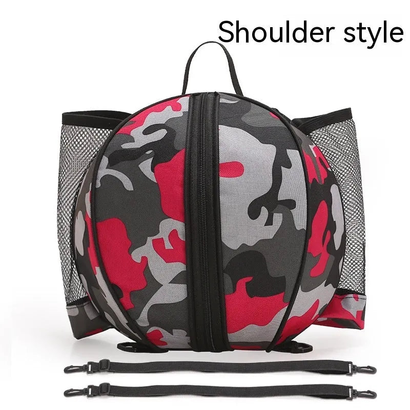 Black Oxford cloth basketball bag with a 9-litre capacity shown with both one-shoulder and two-shoulder strap options.