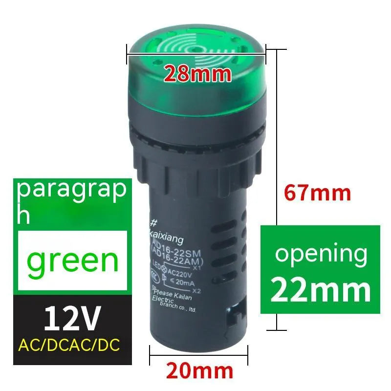 LED flashing sound and light buzzer with 22mm installation for industrial control panels