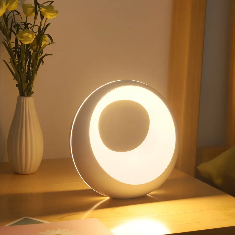 Creative Touch small RGB colour changing night lamp with remote control on wooden desk
