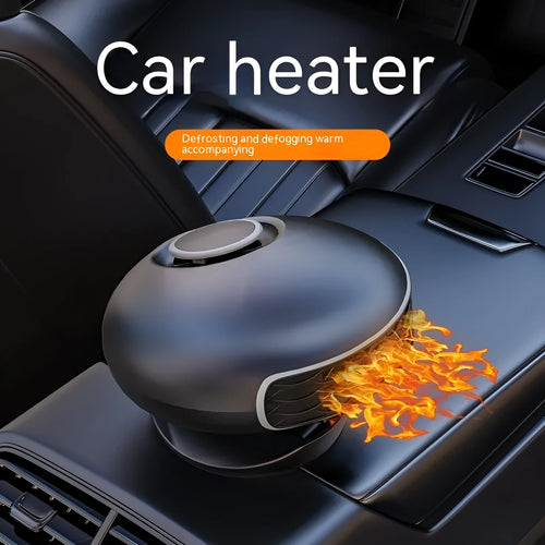 Black car warm air blower heater with ABS casing and long power cable for 12V or 24V vehicle systems