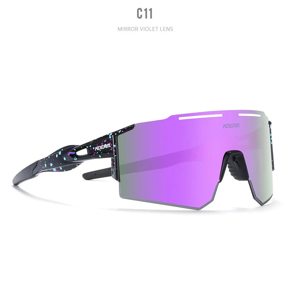 Polarized cycling sunglasses with TR90 frameless sports design in athletic colours