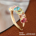 Women's gold adjustable ring with zircon detailing and retro design on copper base