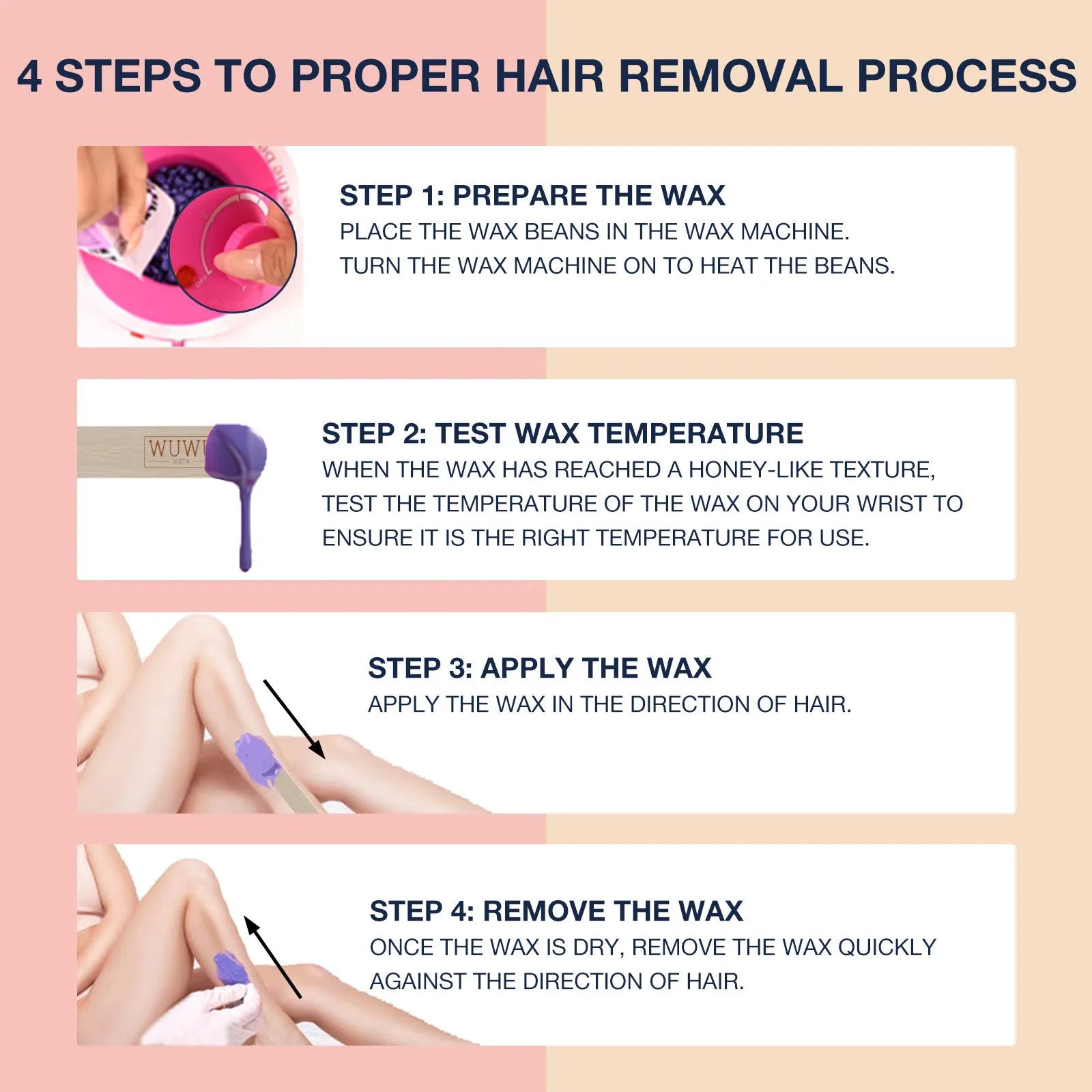 27 piece hair removal waxing kit with wax warmer, four coloured wax beads and application sticks