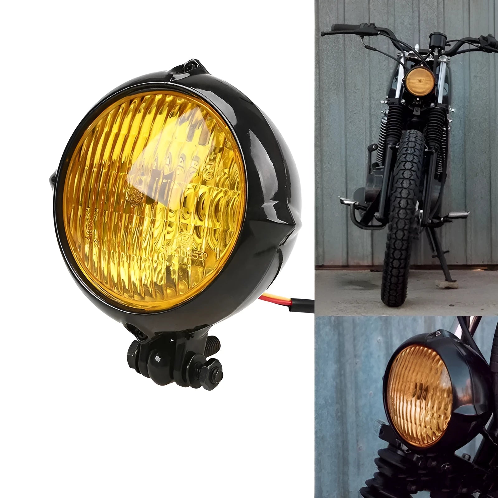 Harley 8cm black electroplated aluminium halogen headlight for motorcycles