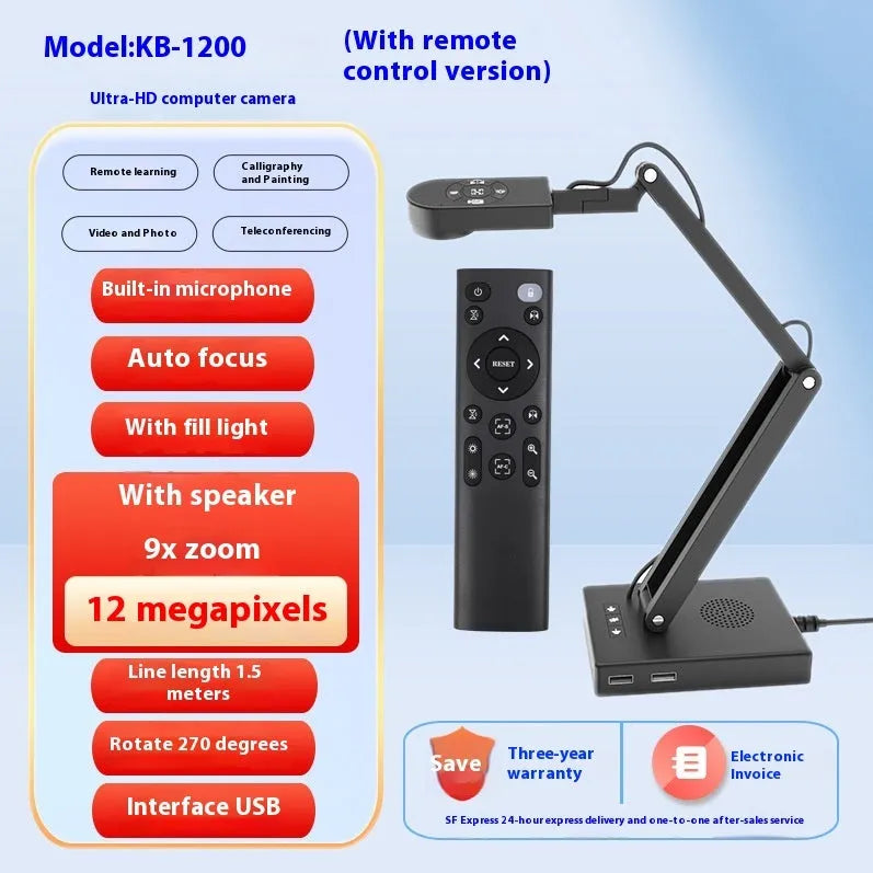 USB webcam with auto focus for computer video calls and streaming