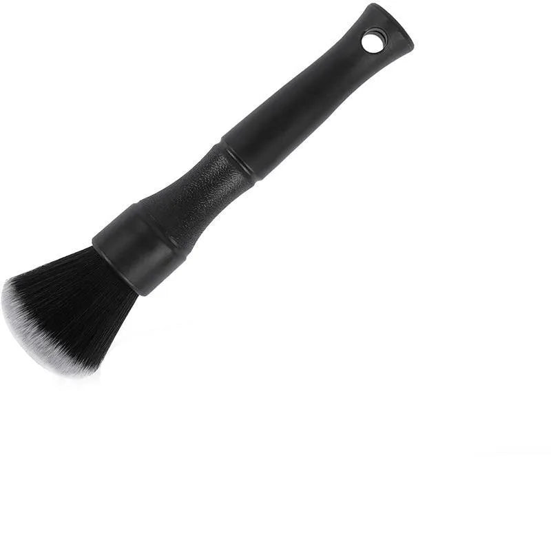 Black car detailing brush with super soft pig hair bristles and PP handle shown in two sizes.