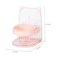 Grey cat ear design pet bowl with removable hanging cage attachment on white background