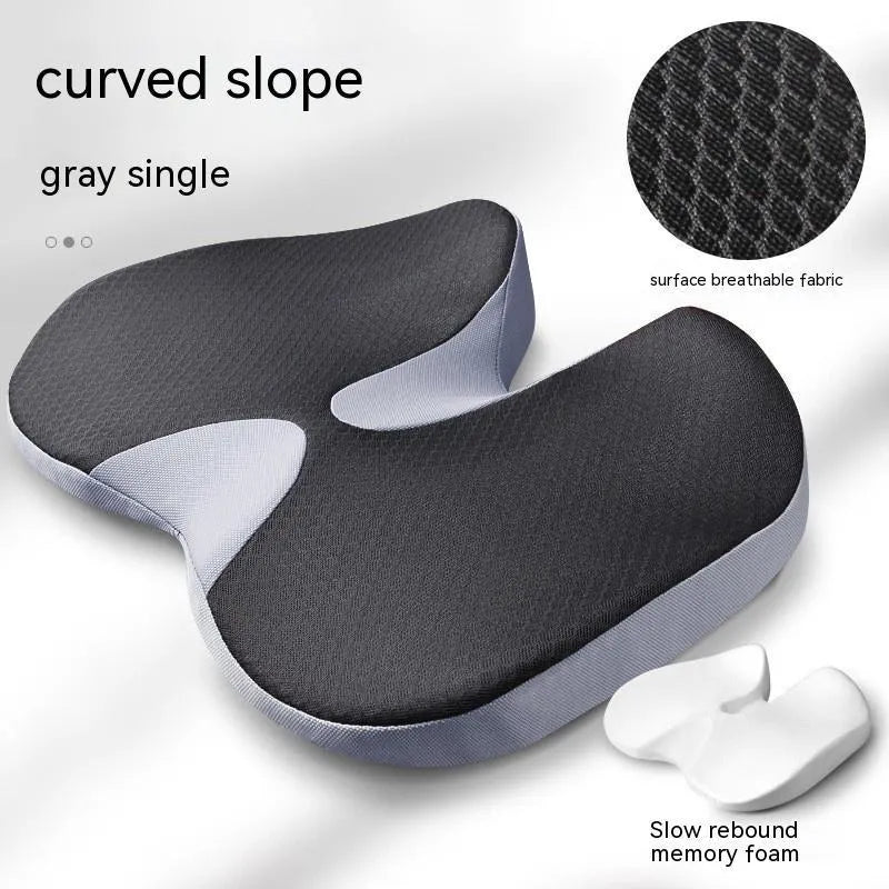 Curved bevel seat cushion with memory foam for tailbone support in multiple colour options