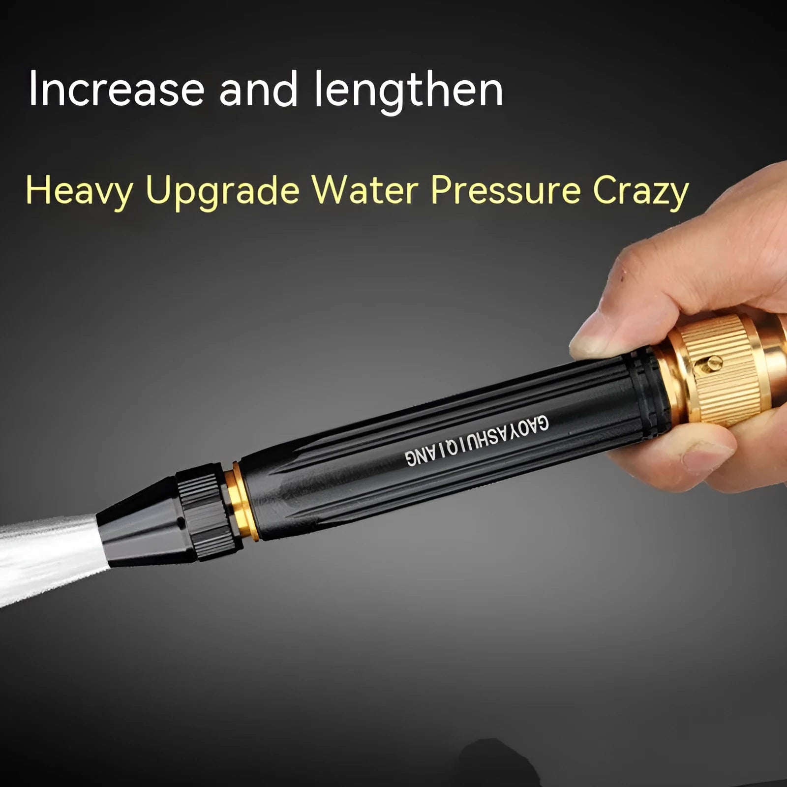 Black diamond alloy car wash water gun with 17.7cm length and straight spray nozzle