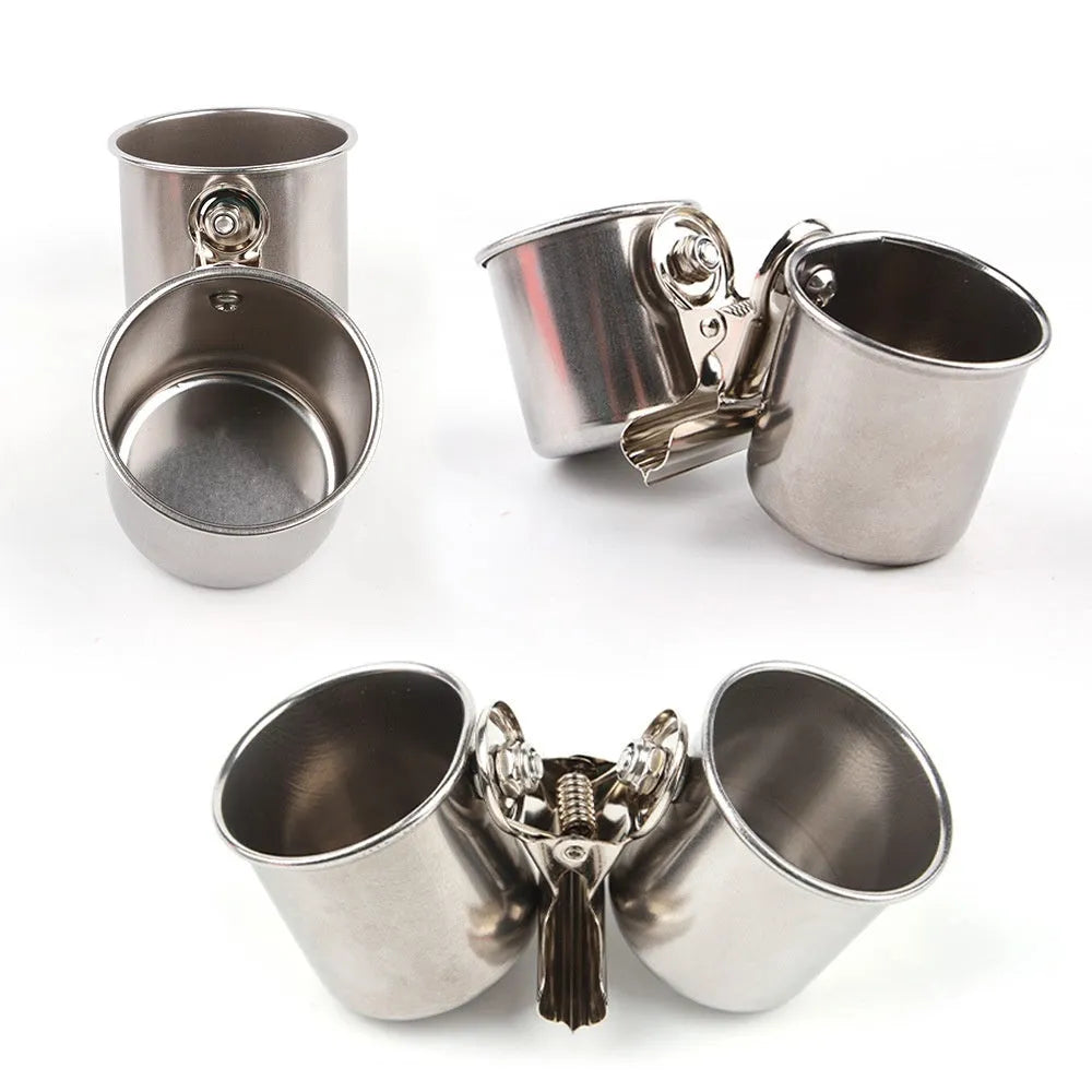 Stainless steel outdoor bird feeder for cages in three sizes with natural colour finish