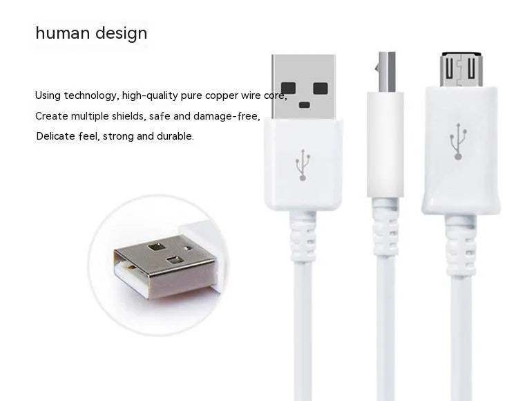 Android Micro USB data cable in black with 1 metre length for charging and data transfer