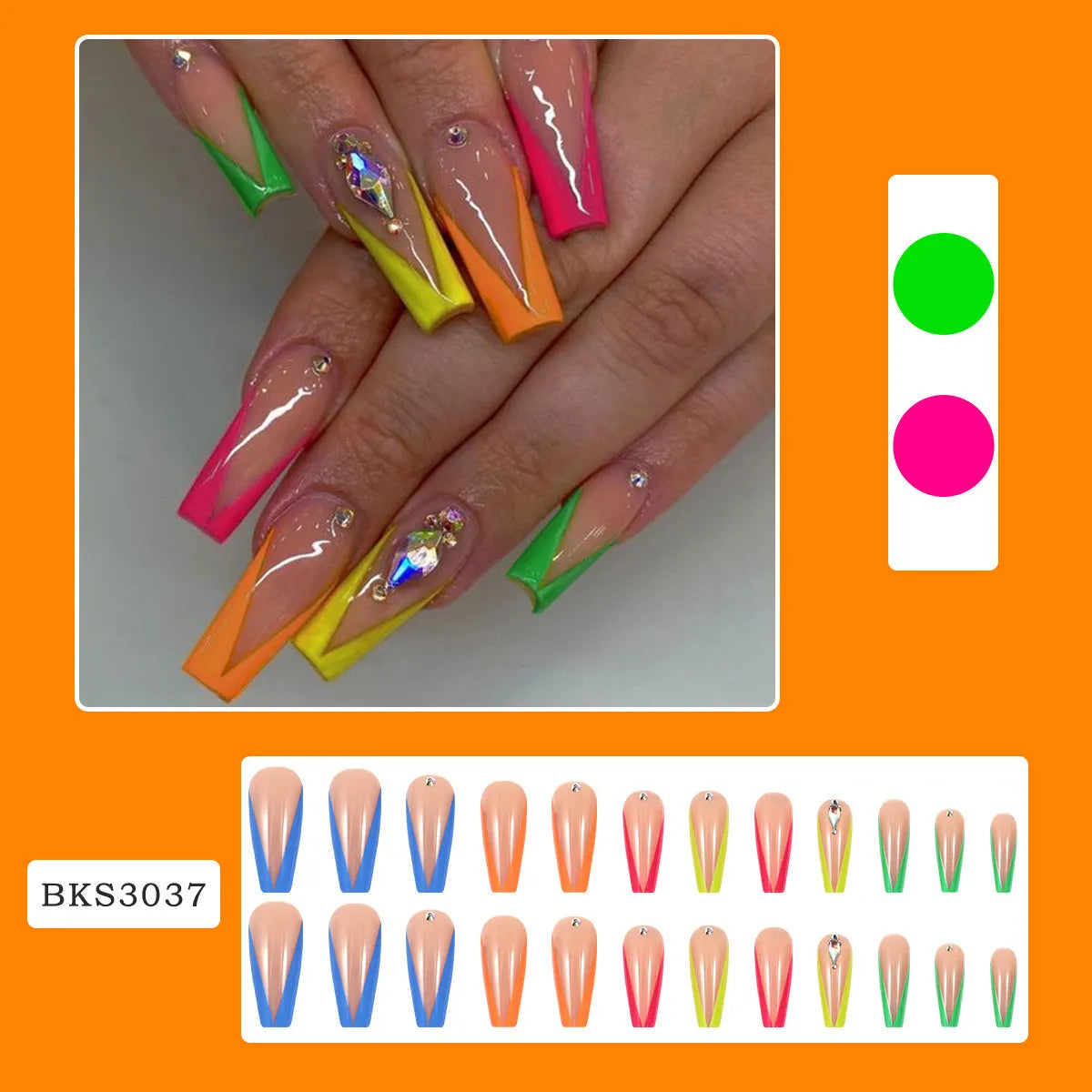 Detachable nail tips with diamond colour French design and cartoon love cross heart patterns, BKS3037 colour, with jelly glue and file.