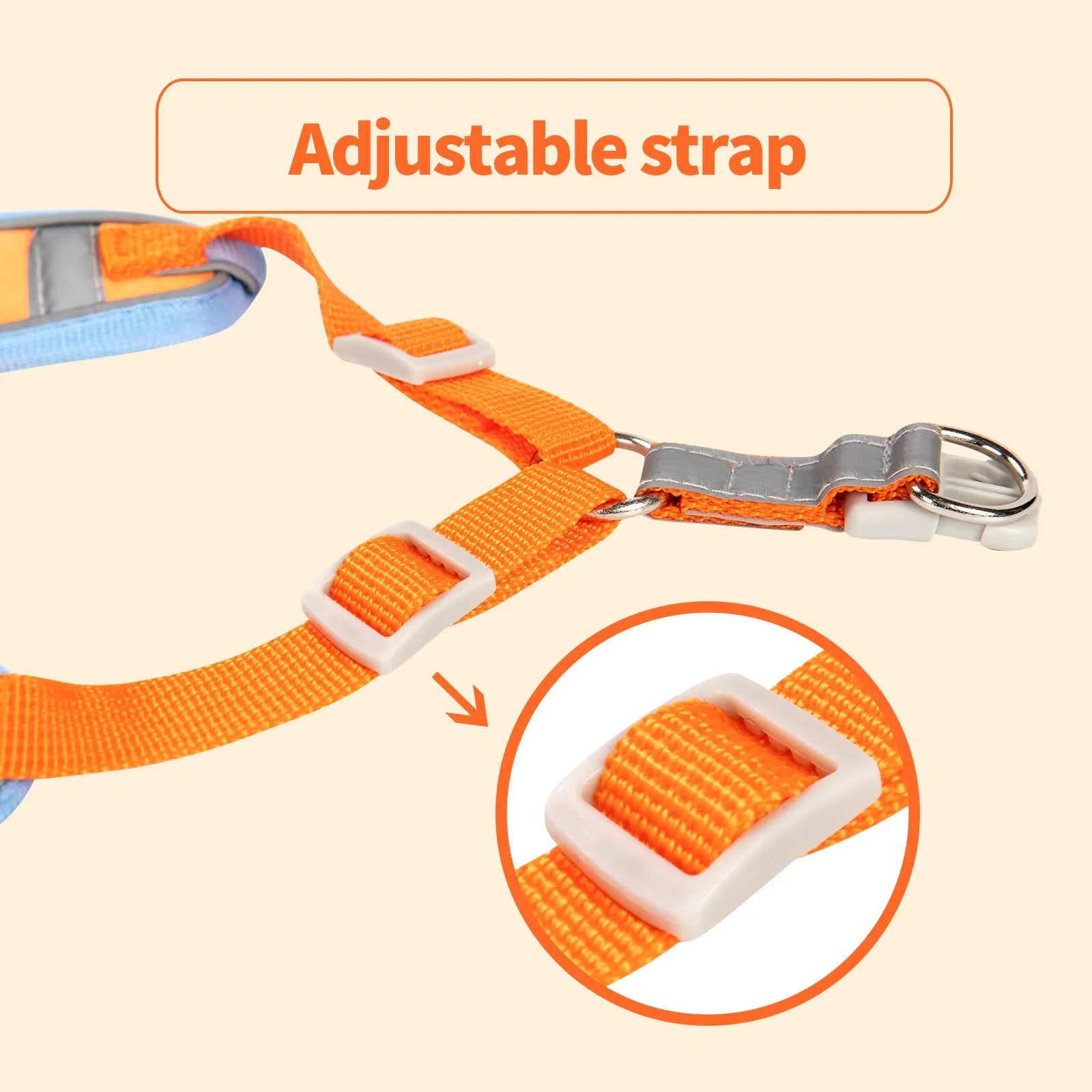 Adjustable rope dog harness and chest strap in multiple colours on a white background.