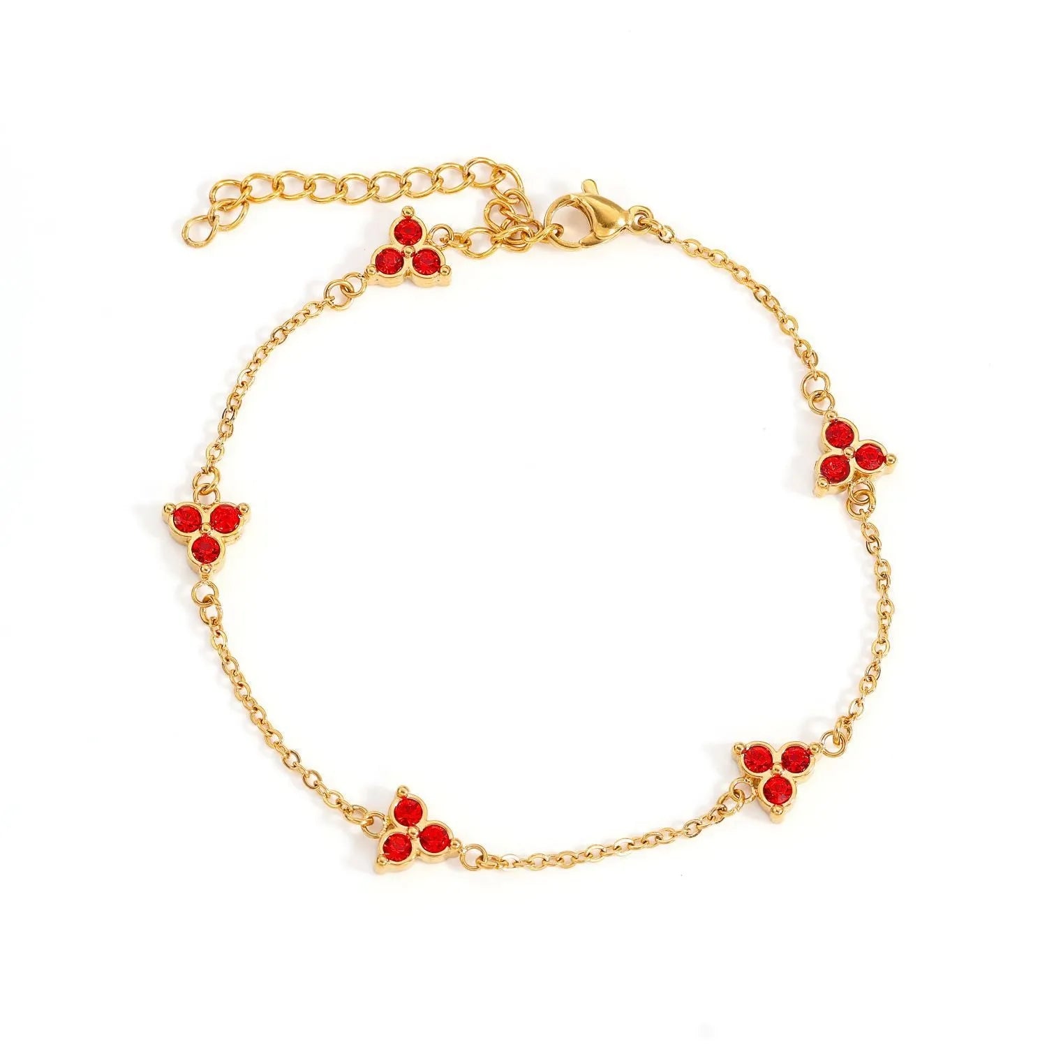 Women's stainless steel geometric triangle bracelet with a three-diamond pattern, shown in a gold and white zircon colour option.