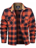 Men's plaid flannel casual button shirt in cardigan style for autumn and winter wear
