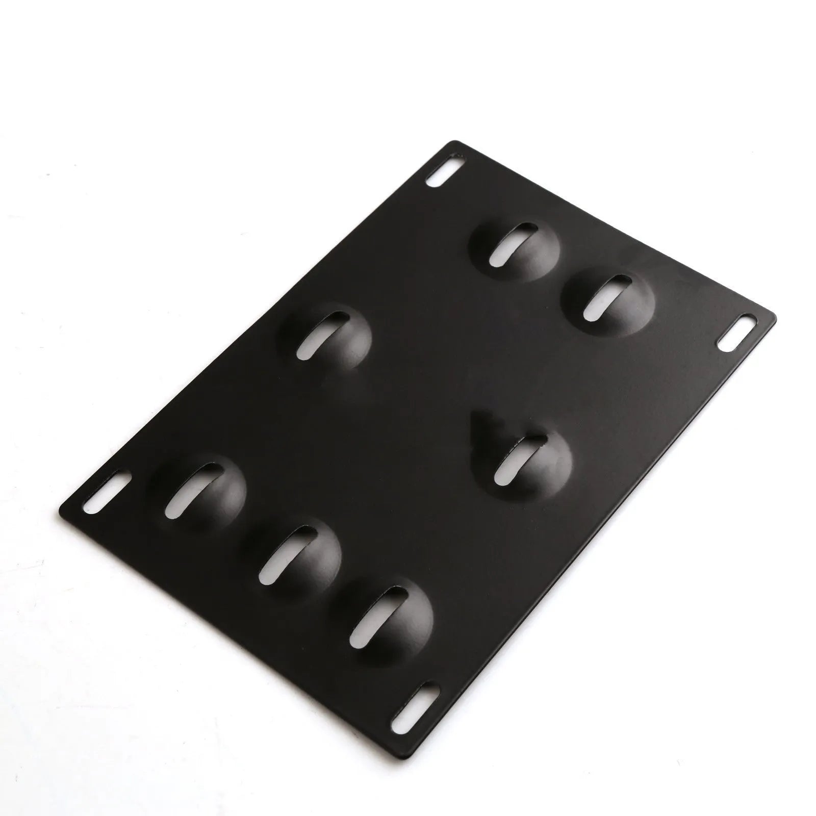Black metal licence plate frame with trailer hook mount for car modification