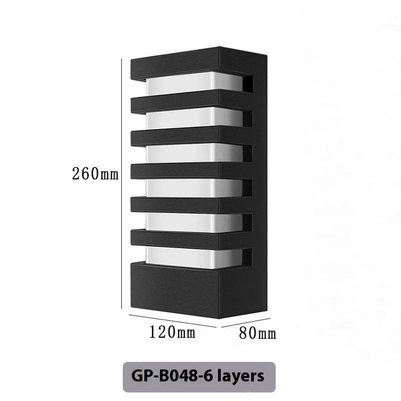 Modern aluminium outdoor wall lamp with six-layer minimalist design
