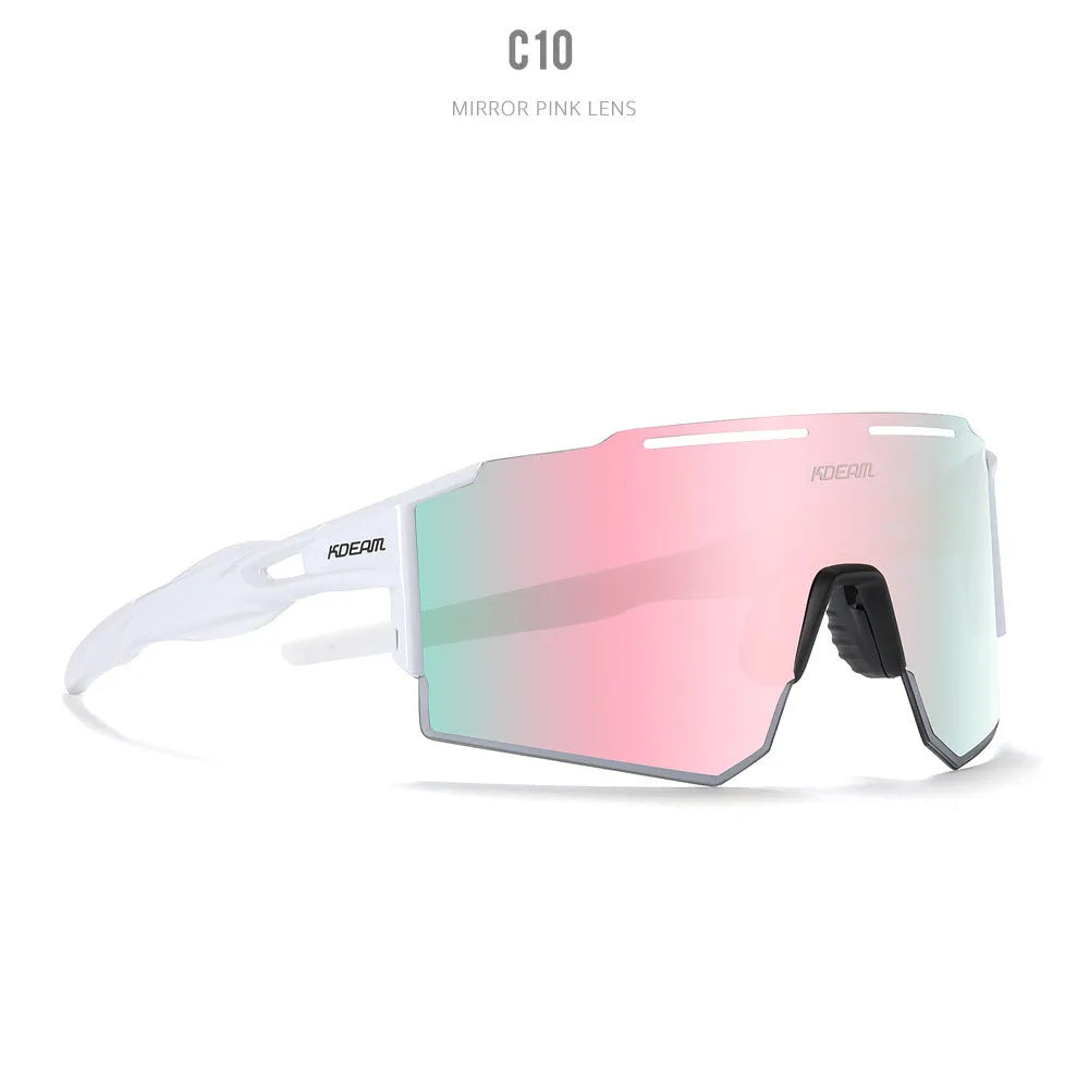 Polarized cycling sunglasses with TR90 frameless sports design in athletic colours