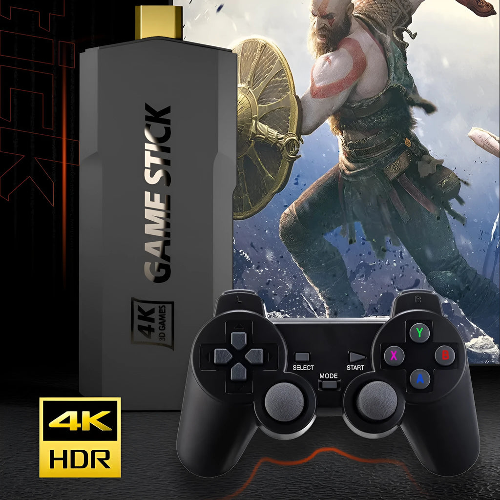 HD home TV game console with wireless 4K connectivity and HDMI cable on television stand
