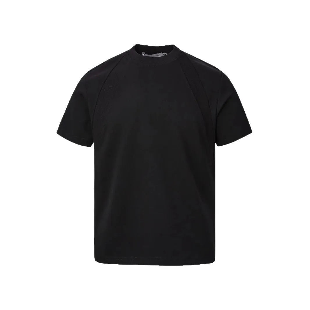 Short sleeve loose fit top with air layer stitching texture in polyester fabric