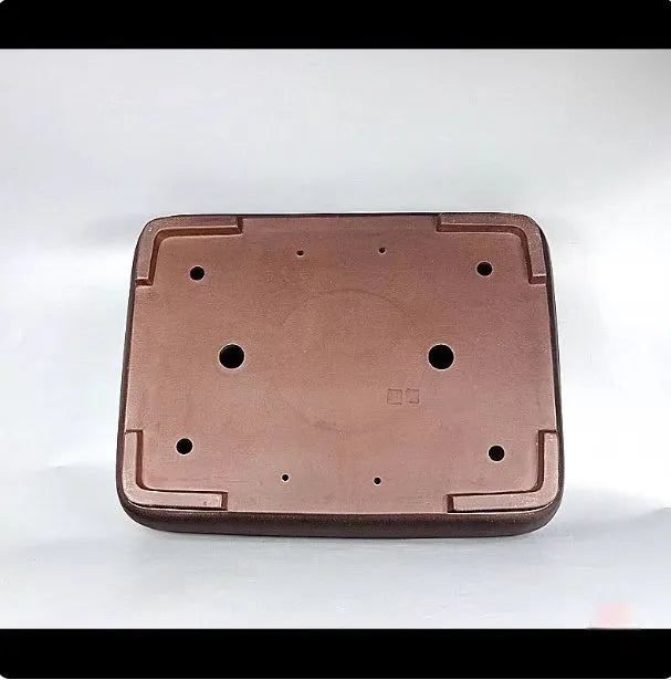 Handmade antique rectangular purple clay flower pot with terracotta colour
