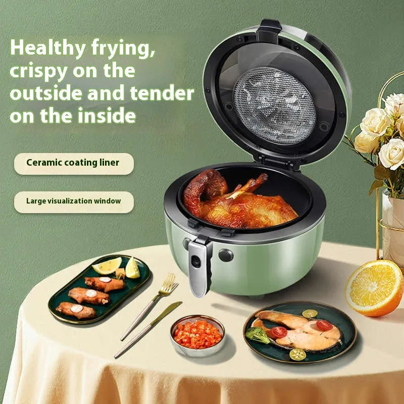 8 litre air fryer oven with mechanical button controls and ceramic-coated interior
