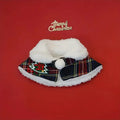 Festive pet scarf with snowflake bell design in red background for dog or cat winter holiday wear