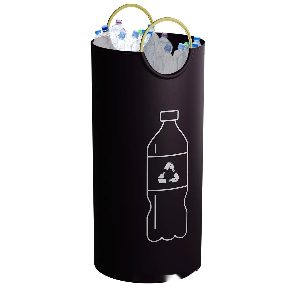 Round portable plastic trash can with dimensions 38cm wide by 72cm high