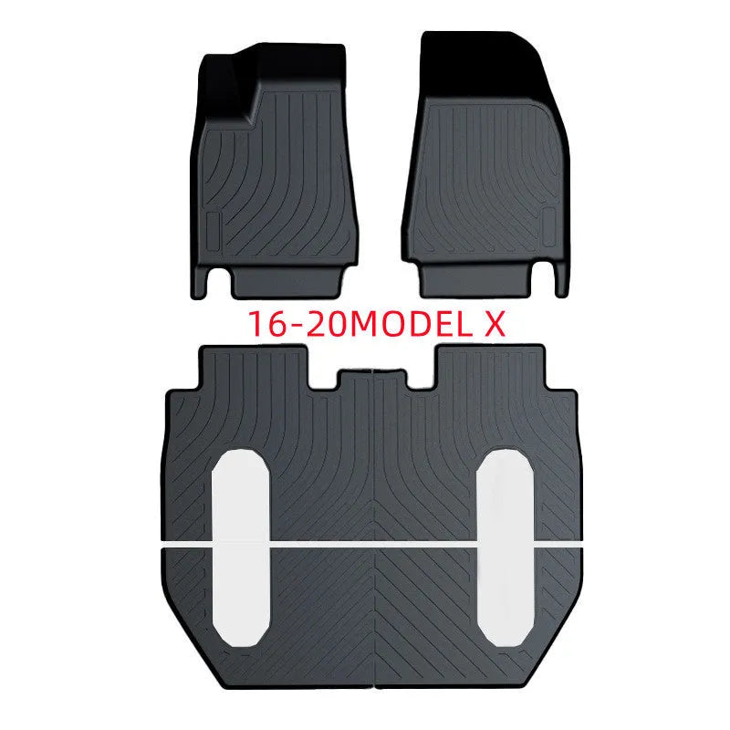 Rubber Tesla car floor mats with TPE footrests for Model 3, Y, S, and X vehicles