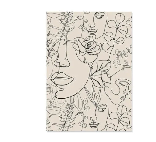 Boho abstract canvas wall art with animal design in spray-painted finish