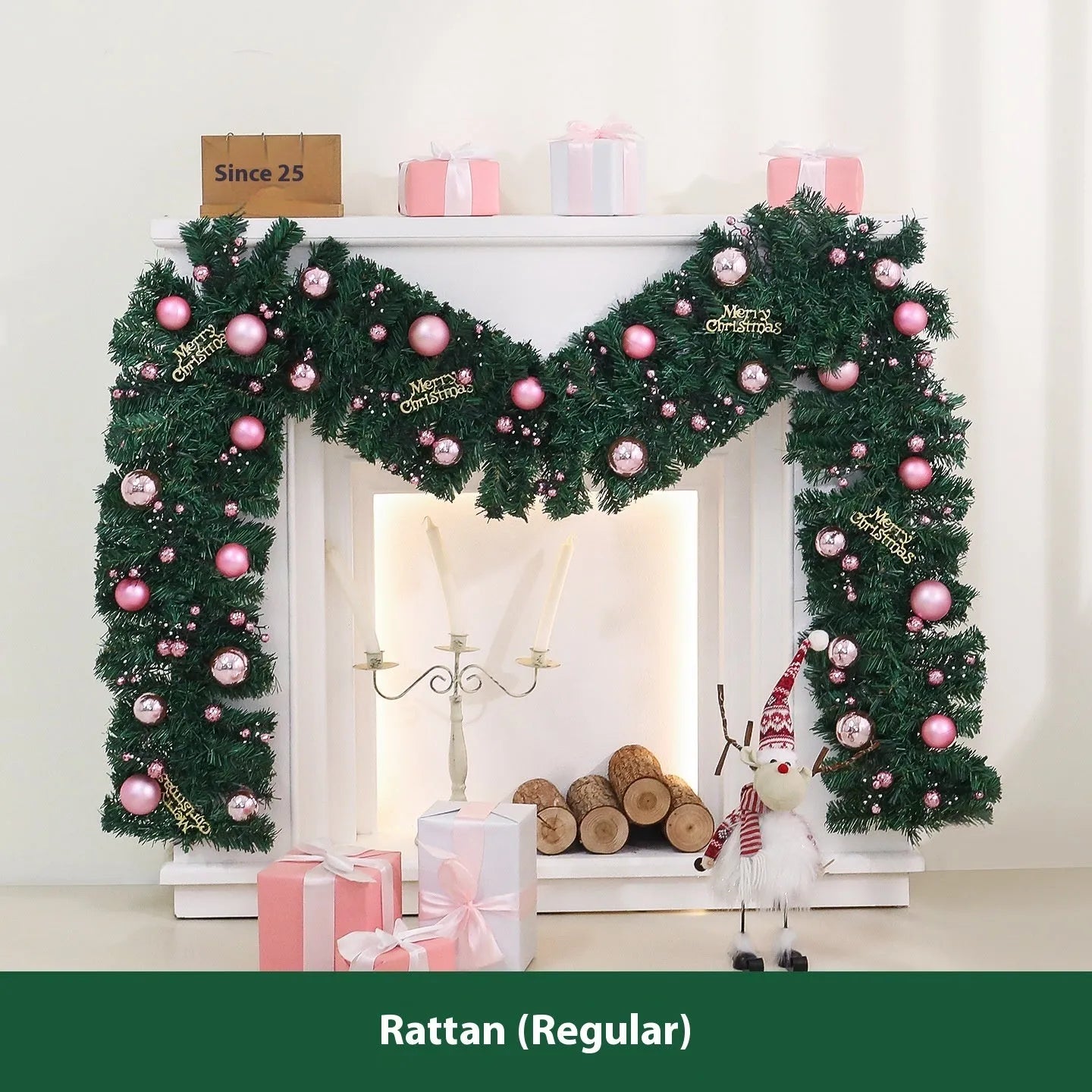 2.7 metre pink Christmas rattan decoration with 240 decorative heads in South Korea style