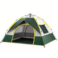 Dark green automatic quick-open camping tent for 3-4 people with year-round suitability