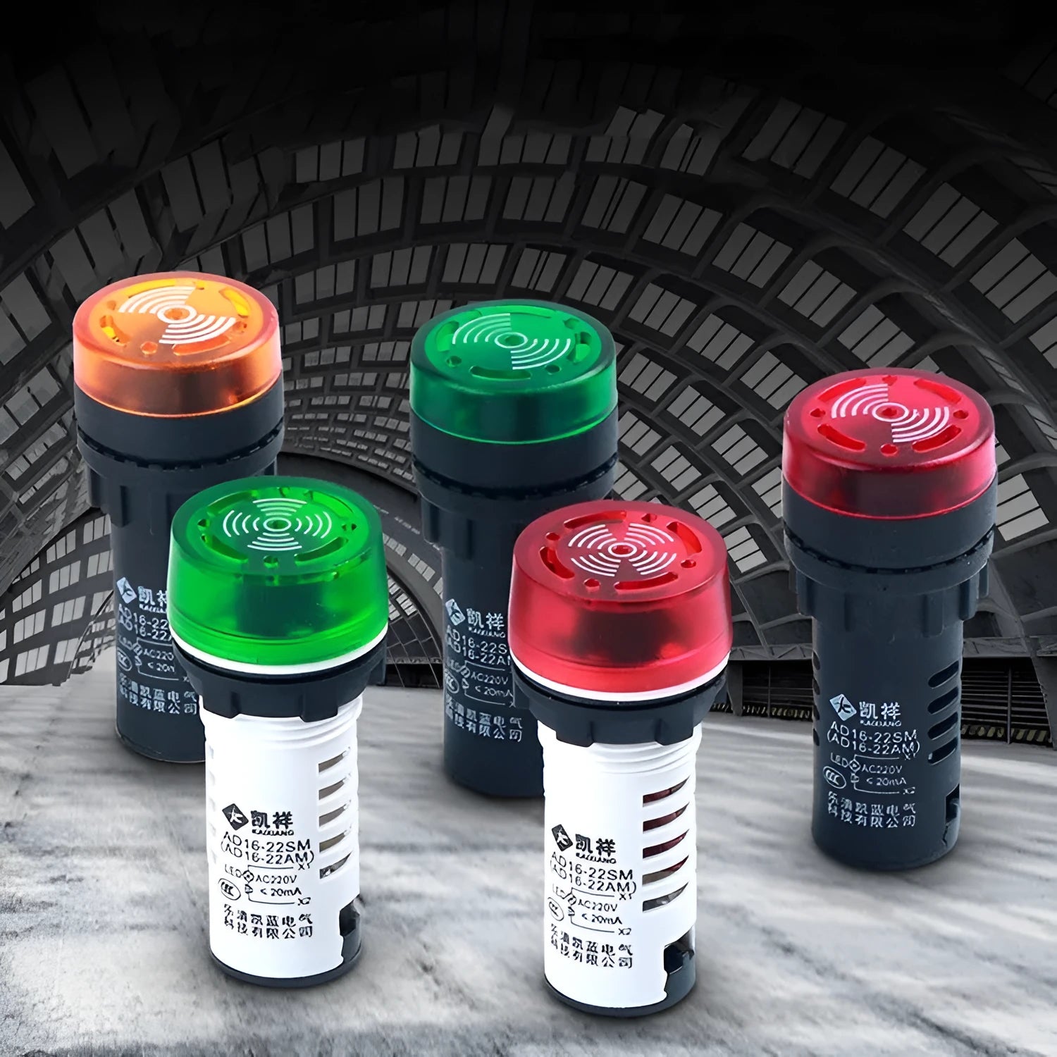 LED flashing sound and light buzzer with 22mm installation for industrial control panels