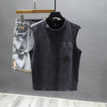 Men's loose fit cotton sleeveless t-shirt in black or white with straight hem design
