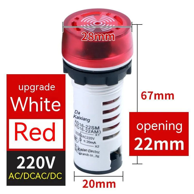 LED flashing sound and light buzzer with 22mm installation for industrial control panels