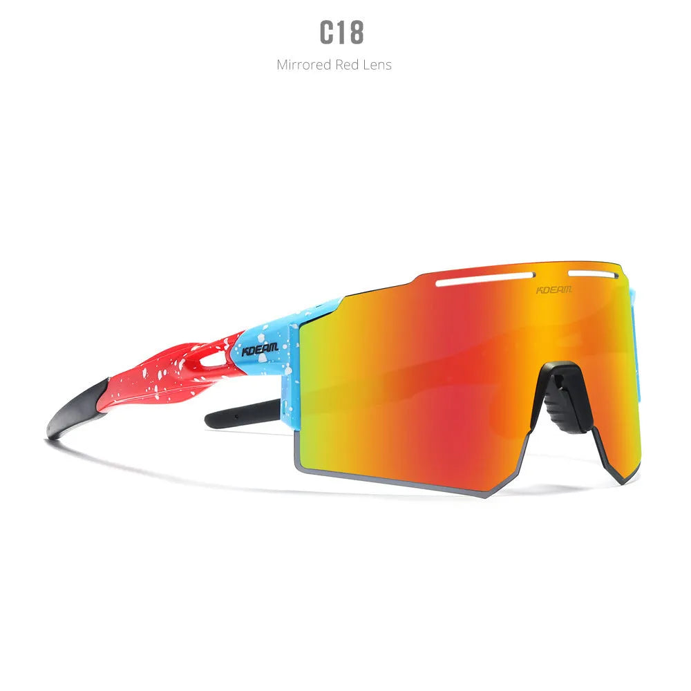 Polarized cycling sunglasses with TR90 frameless sports design in athletic colours