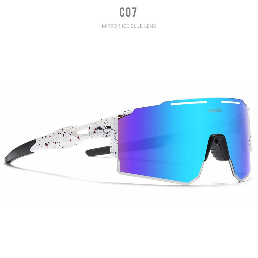 Polarized cycling sunglasses with TR90 frameless sports design in athletic colours