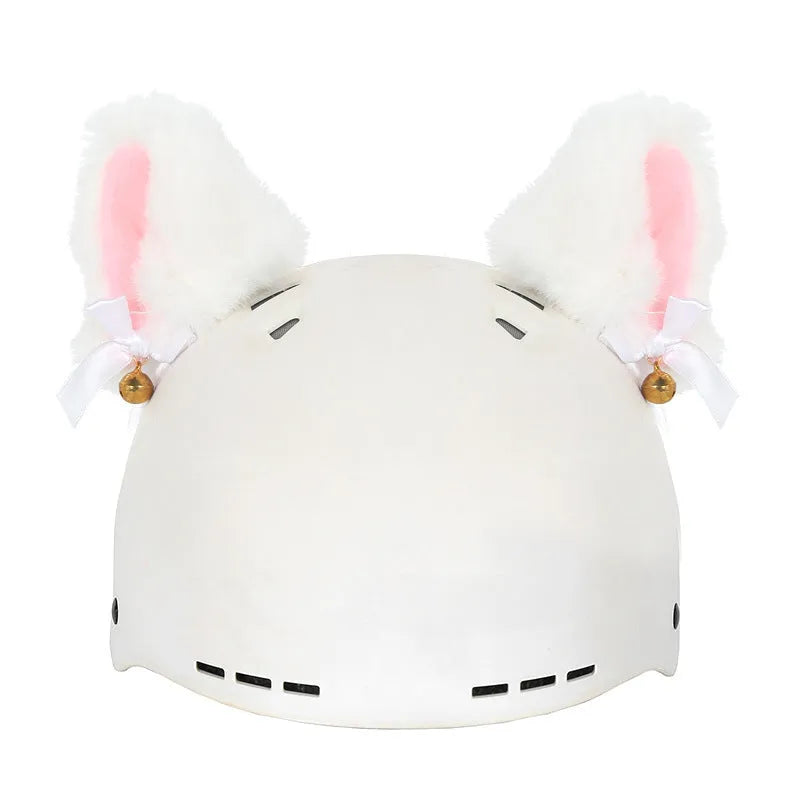 Plush fabric ski helmet decoration with cartoon design for winter gear customisation