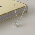Silver geometric ornamental stone necklace on curb chain with adjustable 41-50cm length