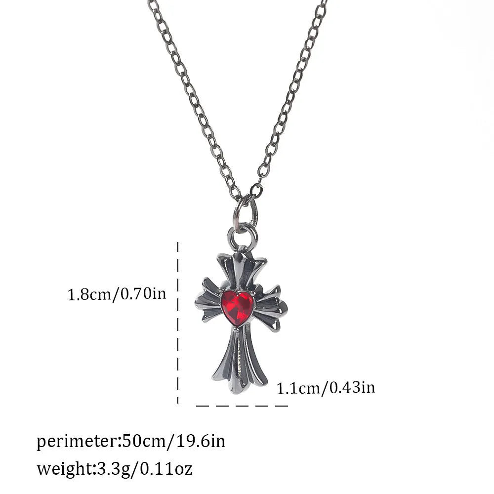 Dark style Halloween necklace for women with a choice of alloy bat, spider, or cross pendants on a chain.