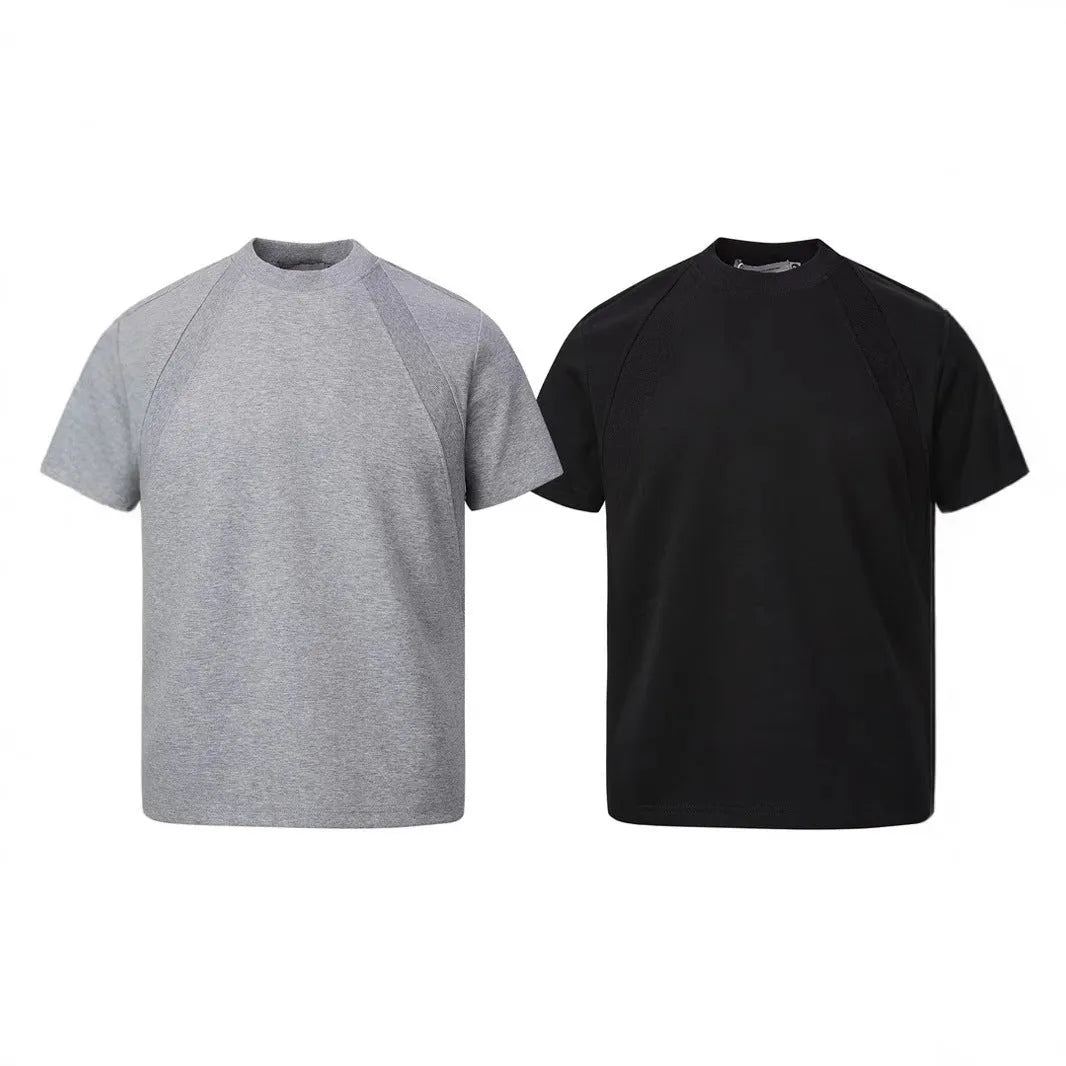 Short sleeve loose fit top with air layer stitching texture in polyester fabric