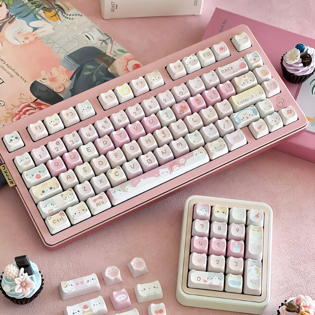 Meow Meow Team 141-piece mechanical keyboard key cap set with five-sided sublimation printing