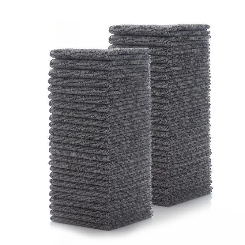 Grey square microfiber kitchen cleaning cloth for oilproof decontamination measuring 25x25cm