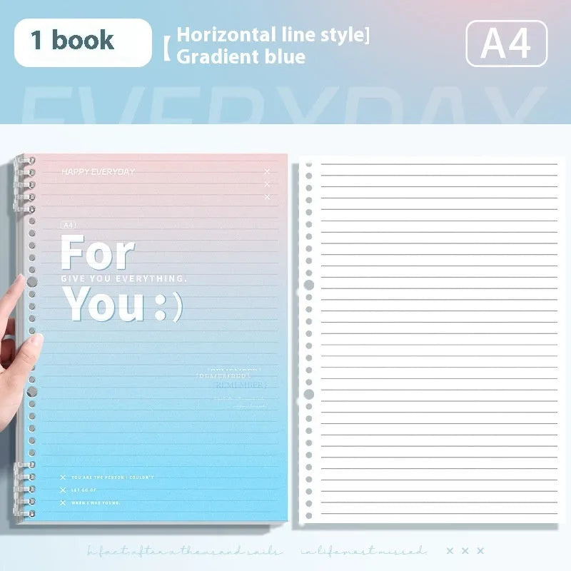 Removable coil gradient notepad with PP cover in blue, green, pink, and purple colours