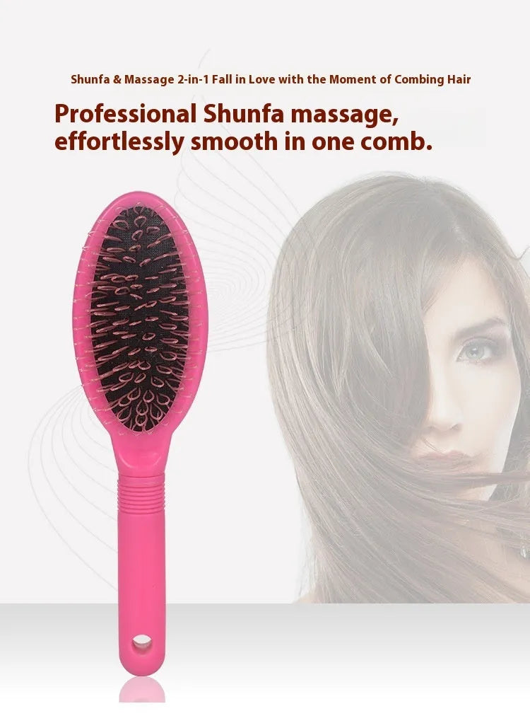 Ring tooth hair extension comb in black colour showing 22 cm length and airbag design