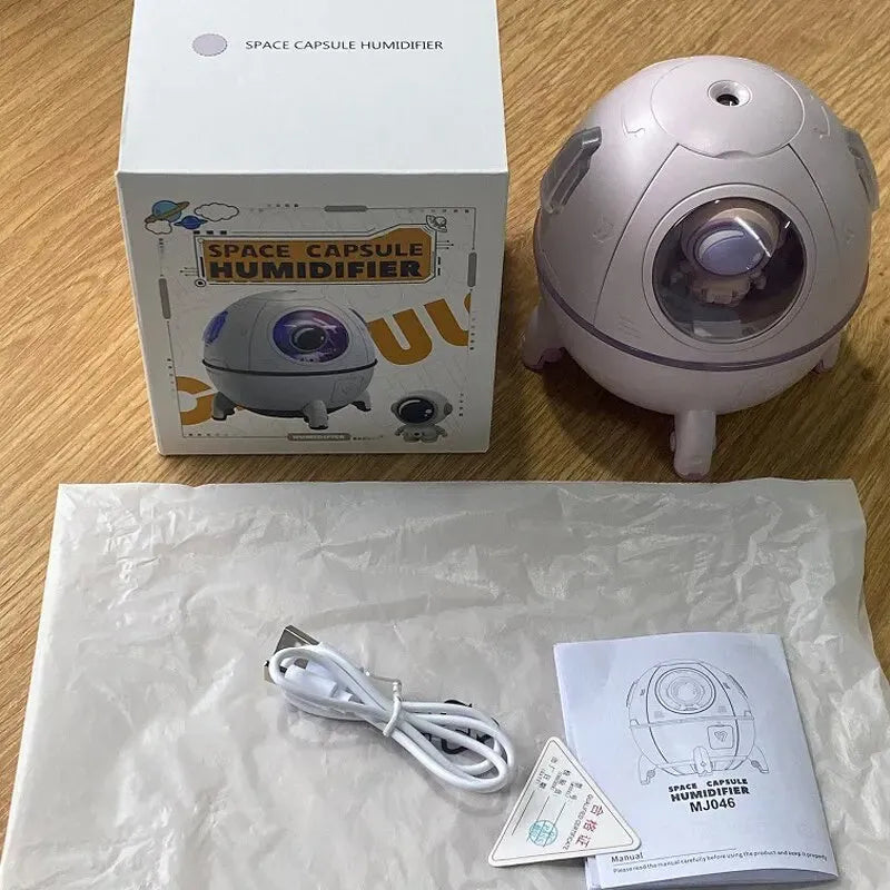 Light purple USB portable humidifier with colourful LED light and 220ml water tank