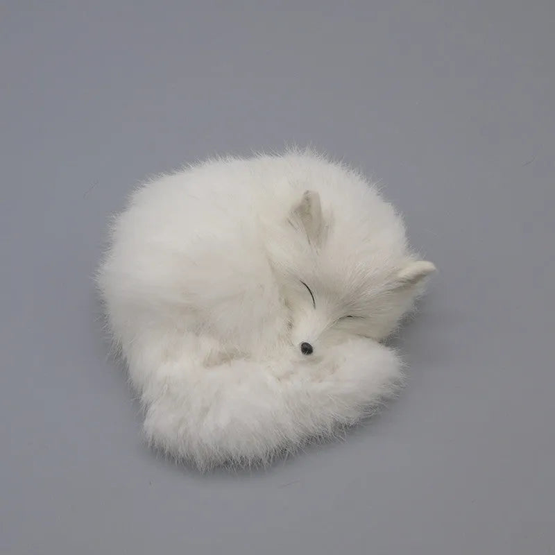 Artificial fox fur car decoration handicraft model in red, white, or yellow, 15cm long.